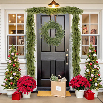 Findosom 6Ft Christmas Norfolk Pine Garland, Real Touch Artificial Winter Green Pine Garland for Mantle, Wall, Fireplace, Stairs, Table, Indoor & Outdoor Christmas Decorations