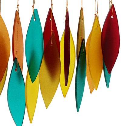 Blue Handworks Santa Fe Glass Chime, Sandblasted Glass and Found Wood Handcrafted Wind Chime