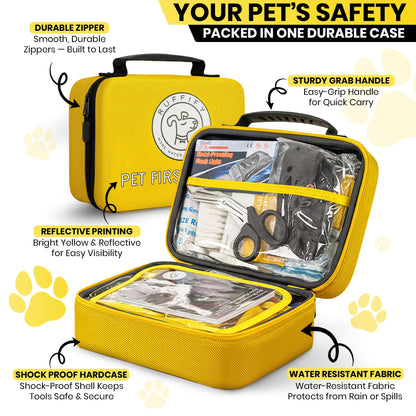 Ruffify Dog and Cat First Aid Kit – Vet Approved, 74 Essential Items Pet Emergency Kit Accessories for Car, Travel, Hunting, Hiking & Camping Gear with Mini Pouch for Home, Office & Outdoor Adventures