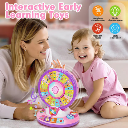 Learning Toys for 1 2 3 Year Old Boy Girl, Spin and Sing Alphabet Zoo with Sounds for Toddler 1-3, Educational Development Toy for Kid, Christmas Birthday Gifts for Baby 12-18 Months+