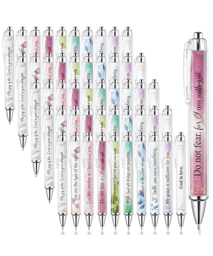 Mr. Pen- Christian Pen Set, 50 Pack, Floral, Black Ink, Bible Verse Pens Bulk, for Women Men