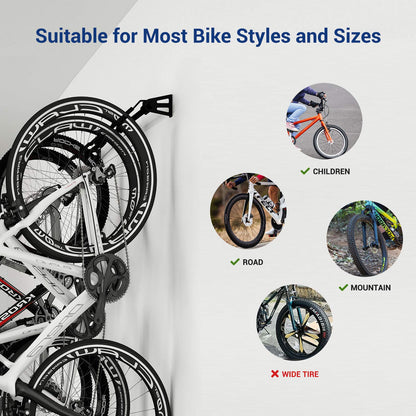 FLEXIMOUNTS 6 Bike Storage Rack, Heavy Duty Wall Mount Hanger for Home & Garage, Holds Up to 300lbs