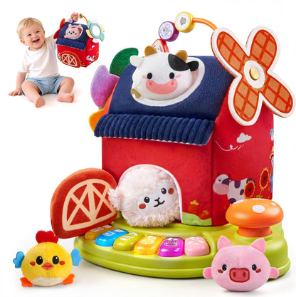 Ozega Baby Toys 6-12 Months, Musical Toys for 1 Year Old, Stuffed Farm Animals for Baby, 6 7 8 9 10 12 Month Old Baby Boy Girl Gifts, Sensory Montessori Toys for 1 Year Old