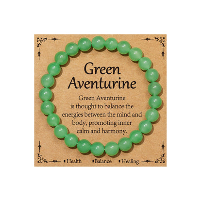 Gnamy Green Aventurine Crystal Bracelet for Women, Healing Crystal Bracelets for Spiritual Healing Positive Energy Stress Relief, Natural Stone Stretch Beaded Jade Bracelet Birthday Valentines Christmas Jewelry Gifts