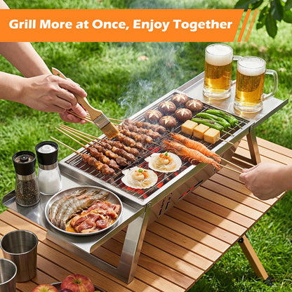 Small Portable Bbq Charcoal Grill,Mini Folding Barbecue Grill With 4-Level Heat Control,Outdoor Tabletop Bbq For Camping Essentials,Easy-To-Use Barbecue Smoker For Picnic Garden Terrace Camping Travel