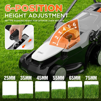 Litheli 40V (2 x 20V) 16.6" Electric Lawn Mower Cordless, Walk Behind Lawn Mower with 6-Height Adjust, Portable & Lightweight Push Battery Powered Lawn Mower (2 * 4.0AH Batteries Included)