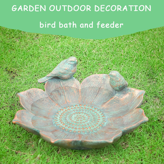 MUMTOP Bird Baths for Outdoors, Antique Outdoor Garden Bird Bath Resin Birdbath Bowl with Vintage Bird Ornament for Outside Yard Table Decor