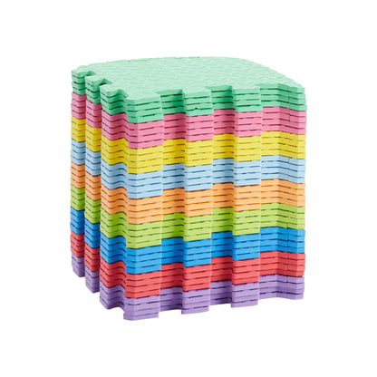 Amazon Basics Kids Interlocking Puzzle Exercise Play Mat, EVA Foam Floor Tiles, 36-Pack with 54 Borders, 12" x 12", Colorful, Soft