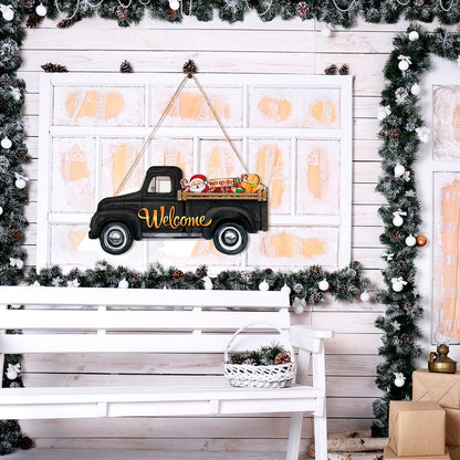 Ferraycle Independence Day Interchangeable Welcome Sign 4th of July Seasonal Truck Decor Door Signs with 12 Holiday Icons Rustic Farmhouse Interchangeable Holiday Decor(Black, Lateral Style)