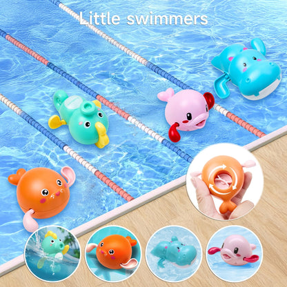 OR OR TU Bath Toys Bathtub Toys for Baby Toddler Waterfall Spinning Gears 4pcs Wind-up Swimming Bath Toy No Battery Water Toy for Kids 18M+