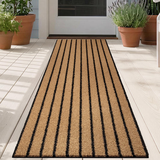 DOMUSTEX Outdoor Front Door Mat 24" x 60", Dirt Trapping Outside Entrance Runner Rug, Non Slip, Heavy Duty Commercial Rug for Patio, Balcony, Garage, Traffic Area, Office, Roll Packing