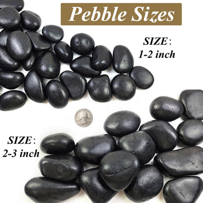 FANTIAN 10 Pounds Natural Black Pebbles Rocks for Plants– 2-3 Inch Ornamental Black River Rocks for Garden Landscaping Home Décor Yard Paving Fountain and Outdoor Decorative Black Stones