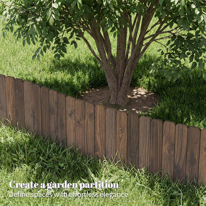 Wieghda Garden Wooden Fence Edging, Burnt Wood Finish, Fir Wood,Outdoor Lawn Landscape Border (2, 11.8" Height)