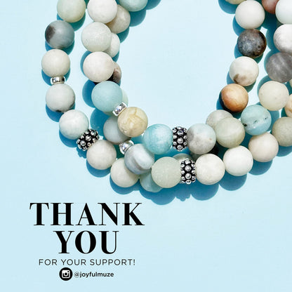 Joyfulmuze Matte Amazonite Natural Gemstone, 925 Sterling Silver, Healing Stone, Hope and Truth Bracelet, Birthday Jewelry Gift for Women, 7" (Amazonite-Silver-8mm)