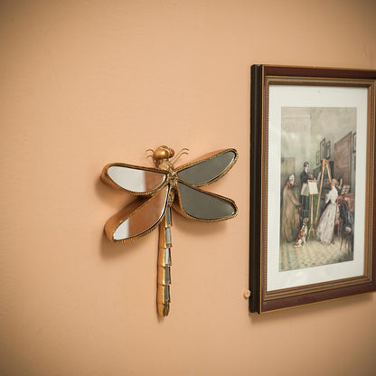 Xinleitan Decorative Bug and Dragonfly Mirrors - Gold Resin and Glass Wall Decor, Perfect for Victorian and European Themed Homes