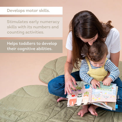 Taf Toys Busy Book for Toddlers 1-3 - Montessori Activity Book with 12 Sensory Learning Activities - Develops Fine Motor Skills and Early Numeracy Through Play