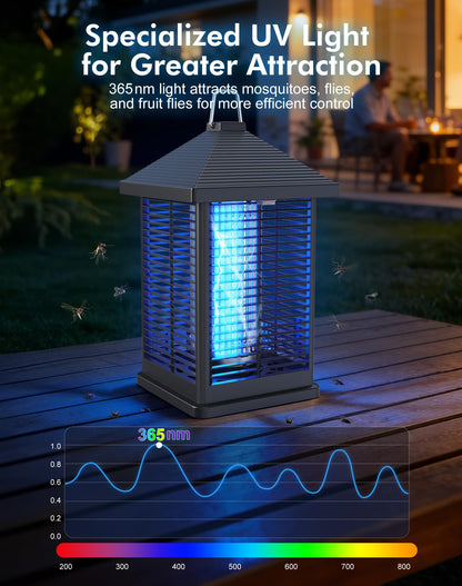 REOGLE Bug Zapper Indoor & Outdoor with Auto Smart Light Sensor, 4000V Electric Mosquito Zapper, Insect Fly Trapper, Covers 2100 sq ft, IPX4 Waterproof Mosquito Lamp for Patio, Garage, Backyard, Porch