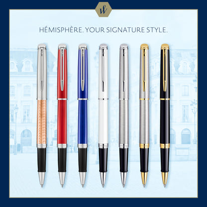 Waterman Hémisphère Rollerball Pen, Matte Black with 23k Gold Trim, Fine Point with Black Ink Cartridge, Gift Box