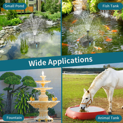 POPOSOAP 8W Solar Pond Filter Built-in 3600mAh Battery Backup, Solar Pond Filter with Water Pump, Solar Water Fountain Pump for Ponds Fish Tank Bird Bath Waterfall Garden DIY Water Feature P3081D