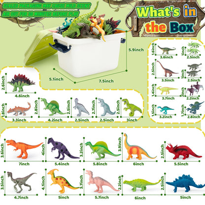 BURIESUR 28 PCS Dinosaur Toys for Kids 3-5 with Storage Case,Realistic Dinosaurs Toy Set,Dinosaur Figures for Kid,Birthday Gift for Boys and Girls,Dinosaur Party Favors