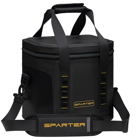 SPARTER Portable Soft Cooler 12 Cans, IP68 Tizip Leak-Proof Zipper for Camping, Fishing, Beach, Outdoors Insulated Ice Chest with Reusable Ice Pack- Black