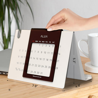 ALUA - Perpetual Calendar Premium Desk Calendar Reusable Yearly Planner Eco-Friendly and Timeless Design (Sand Cream)