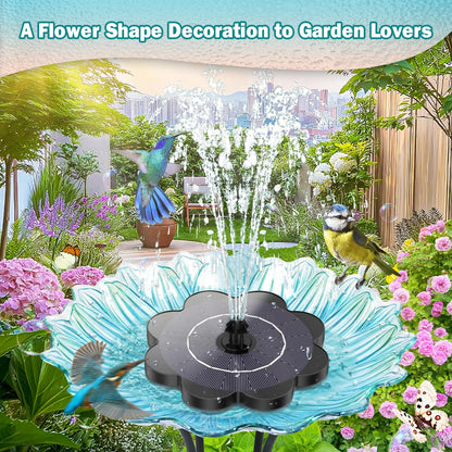 Yzert Solar Fountain Flower Shape-No Battery, Glass 3.5W Solar Water Fountain with 7 Nozzles & 4 Fixer Rods,Solar Fountain Pump for Bird Bath, Outdoor, Pool, Garden, Pond & Flower Pot