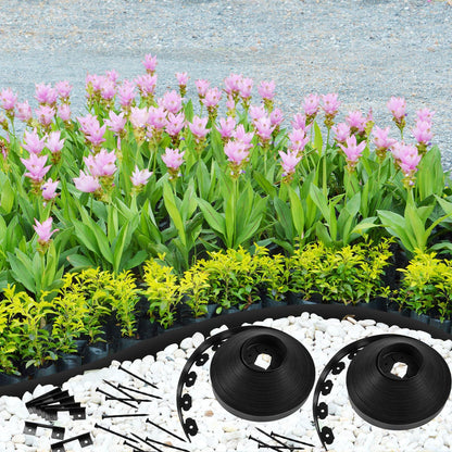 Sasylvia 2.5'' x 200' Landscape Edging Kit Edging Border Coil Include 120 Anchoring Spikes 10 Connectors Plastic Garden Border for Lawn Garden Grass Yard Home(Black)