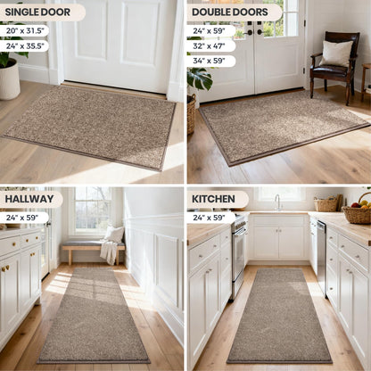 PURRUGS Dirt Trapping Door Mat 20" x 31.5", Non-Slip Machine Washable Entry Rug, Entrance Mat, Indoor Front Door Mat, Super Absorbent Entryway Rug for Muddy Shoes & Paws, Heathered Beige