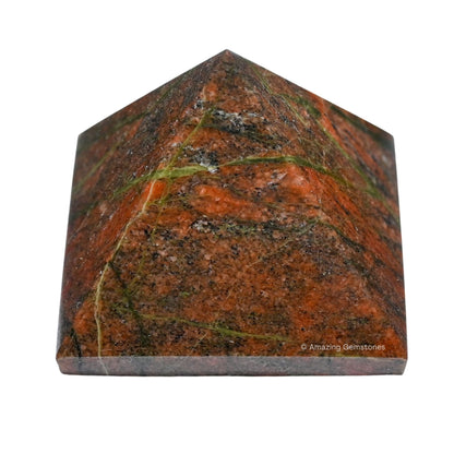 Amazing Gemstone Unakite Pyramid Crystal Healing Stones - 2" Great Pyramid Figurine of Natural Stone Pyramid for Meditation, Reiki, Chakra Balancing and Crystal Pyramids Grid