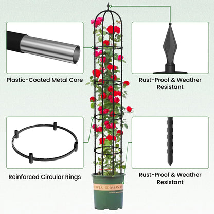 Garden Obelisk Trellis for Climbing Plants - 76" Tall Weather-Resistant Rustproof Metal Plant Flower Support for Roses, Clematis, Tomatoes & Vines, Indoor/Outdoor Use, 12”D (2 Pack)