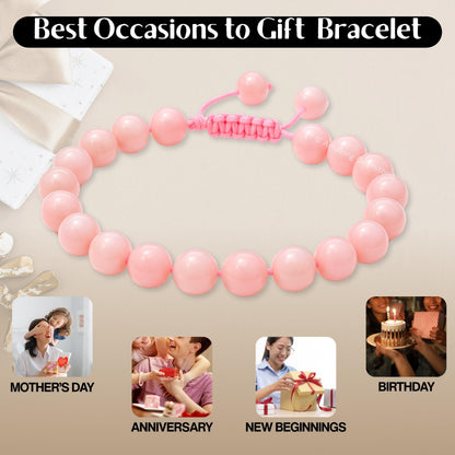 Amazing Gemstone Pink Opal Bracelet, Gifts For Men & Women - Protection Healing Crystal Bracelet - 8mm Gemstone Beaded Adjustable Bracelet, Pulseras Para Hombres Mujer Stocking Stuffers
