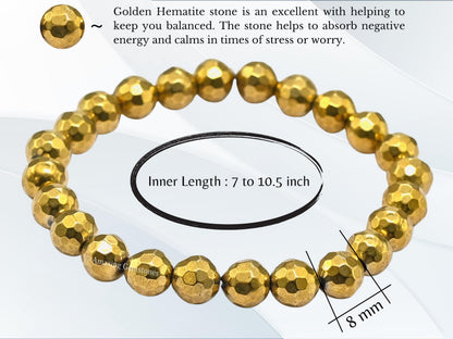 Amazing Gemstone Golden Hematite Bracelet for Women - Chakra Mens Bracelet Protection Crystals and Healing Stones - Blessing Bracelet Spiritual Meditation Gift Christmas Stocking Stuffers