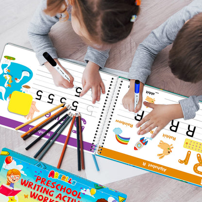Handwriting Practice Book for Kids, Toddler Preschool Learning Activity for 3 4 5 Year Old, Kindergarten Educational Toys, Montessori Toys Learn Number Letters/ Shapes/ Animal/ Sight Words Workbook