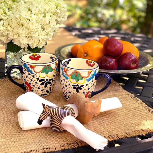 Global Crafts - Mahogany Wood Animal Napkin Rings Set of Six - Handmade Wooden Napkin Rings