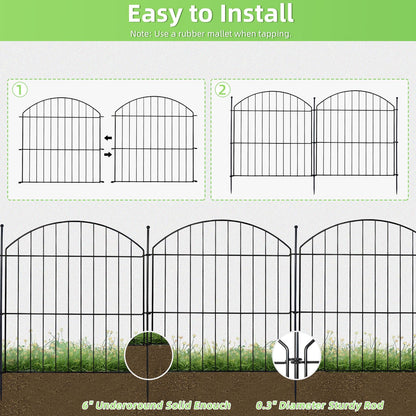 Decorative Garden Fence 24in (H) x20ft (L), 10 Pack No Dig Fence Animal Barrier for Dog, Arched Flower Bed Edging, Wire Border Panel Fencing for Yard Patio Outdoor Decor