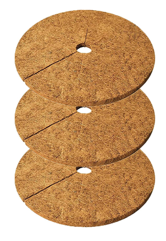 Deepthi 18-Inch Coco Coir Mulch Mats – Pack of 3 Natural Coconut Fiber Discs – Tree Ring Guards, Pot Covers, Sapling Root Protection, Weed Barrier, Moisture Retention for Garden & Potted Plants