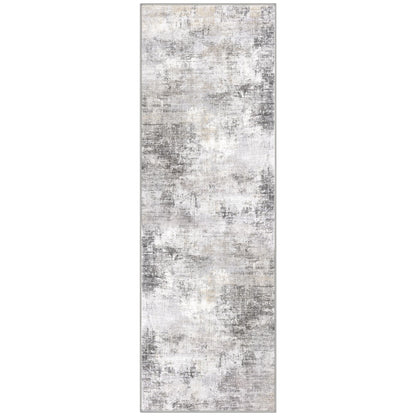 IOHOUZE Abstract Runner Rug 2x6 Ft Washable Runners for Hallways, Non Slip Kitchen Runner Printed Faux Wool Entryway Runner Indoor, Modern Abstract Floor Carpet for Hall Kitchen Bedroom, Grey Beige
