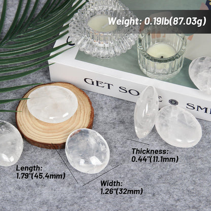 Clear Quartz Palm Stone- 2 Pcs Clear Quartz Pocket Energy Stones, Smooth Healing Crystal Worry Stone