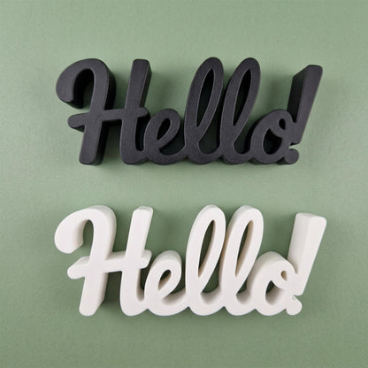 Hello Sign - Made in USA Modern Welcome Sign for Front Door Wreath & Entryway Shelf Decor - Bold Script Lettering for Home Accents & Tiered Tray Display, Matte Finish, 9.5 x 4 in"