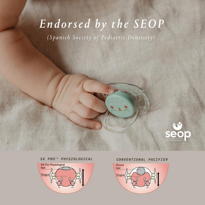 Suavinex Bonhomia SX PRO Physiological Pacifier, Supports Breastfeeding Babies, Pacifiers 0-6 Months, 2 Pack Baby Pacifier, Baby Accessories, (Pink/Beige)