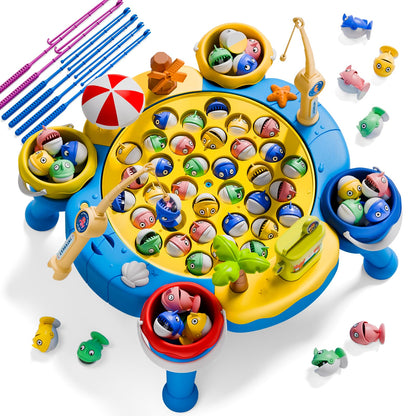 ORANGE OCEAN 70 PCS Magnetic Fishing Game Toddlers 3-5, Board Games for Kids 4-6, Fishing Toys with 360° Rotation & Sound, for Boys Girl
