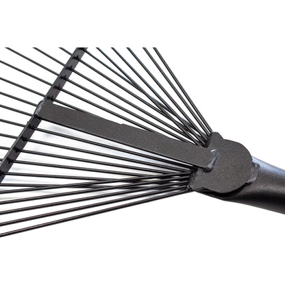 Bully Tools Heavy Duty Metal Leaf Rake - 24 High Carbon Spring Steel Tines with Fiberglass Handle, Thatching and Wide Lawn Rake for Leaves, Yard Debris and Garden Tool, 100% Made in The USA, 24-Inch