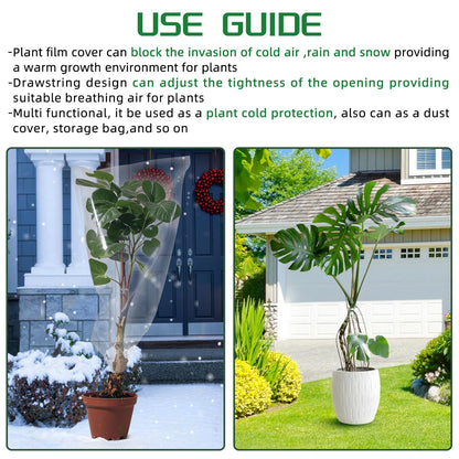 2 Pcs Large Winter Plant Cover Freeze Protection with Drawstring-70.8’’x82.7’’ Clear Plastic Plant Cover Bags Winter Plant Frost Bags ,Plant Shelter Coverings for Outdoor Garden Shrubs Fruit Trees