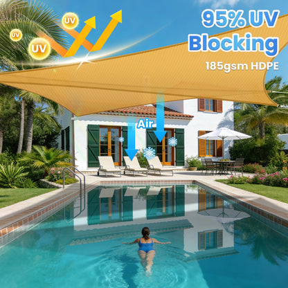 StorageTastic Triangle Sun Shade Sail - 12' x 12' x 12', Breathable Sunshades for Outdoor Patio, Garden, Deck, Yard, Tear & Fade, UV Block Awnings for Patio Shade with Ropes Resist Wear (Sand)