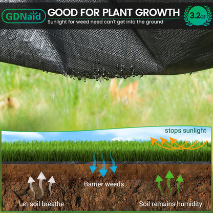 GDNaid 4ftx100ft Weed Barrier Landscape Fabric Heavy Duty, 3.2oz Weed Barrier Fabric, Easy Setup Woven Garden Weed Fabric Landscaping Fabric
