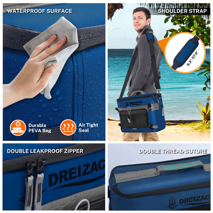 Dreizack Kayak Cooler Behind Seat for Kayak with Lawn Chair Style Seat Cooler Bag Behind Seat, Splash Seat Ice Chest Cooler Kayak Accessories for Kayaking Camping Travel Beaches