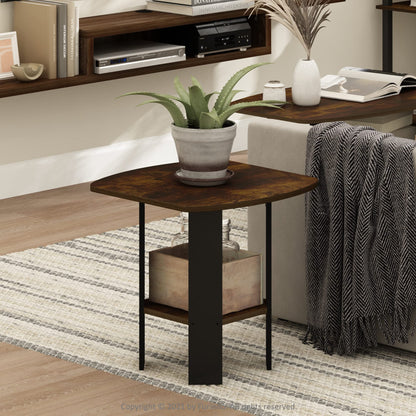 Furinno SIMPLE DESIGN Side Table, 2-Tier Modern End Table with Soft Edges, Open Shelves Night Stand, Bedside Table, for Living Room, Bedroom, Amber Pine