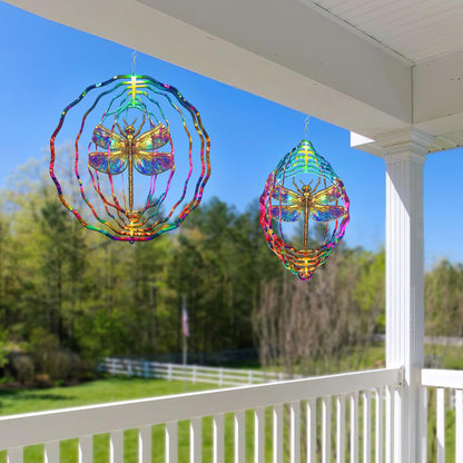 FLAGWIX Dragonfly Gifts for Women - 3D Stainless Steel Metal Wind Spinners 12 in - Dragonfly Wind Spinners Outdoor, Yard Garden Decor for Outside, Mothers Day Birthday Garden Gifts for Mom Grandma