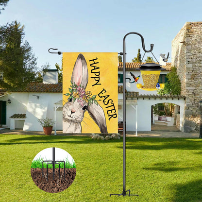 Garden Flag Stand for Outdoor,Heavy Duty Garden Flag Holder for 12x18 Flags, 46 Inches Gaden Flag Pole with Shepherd Hooks for Patio and Yard Decorations